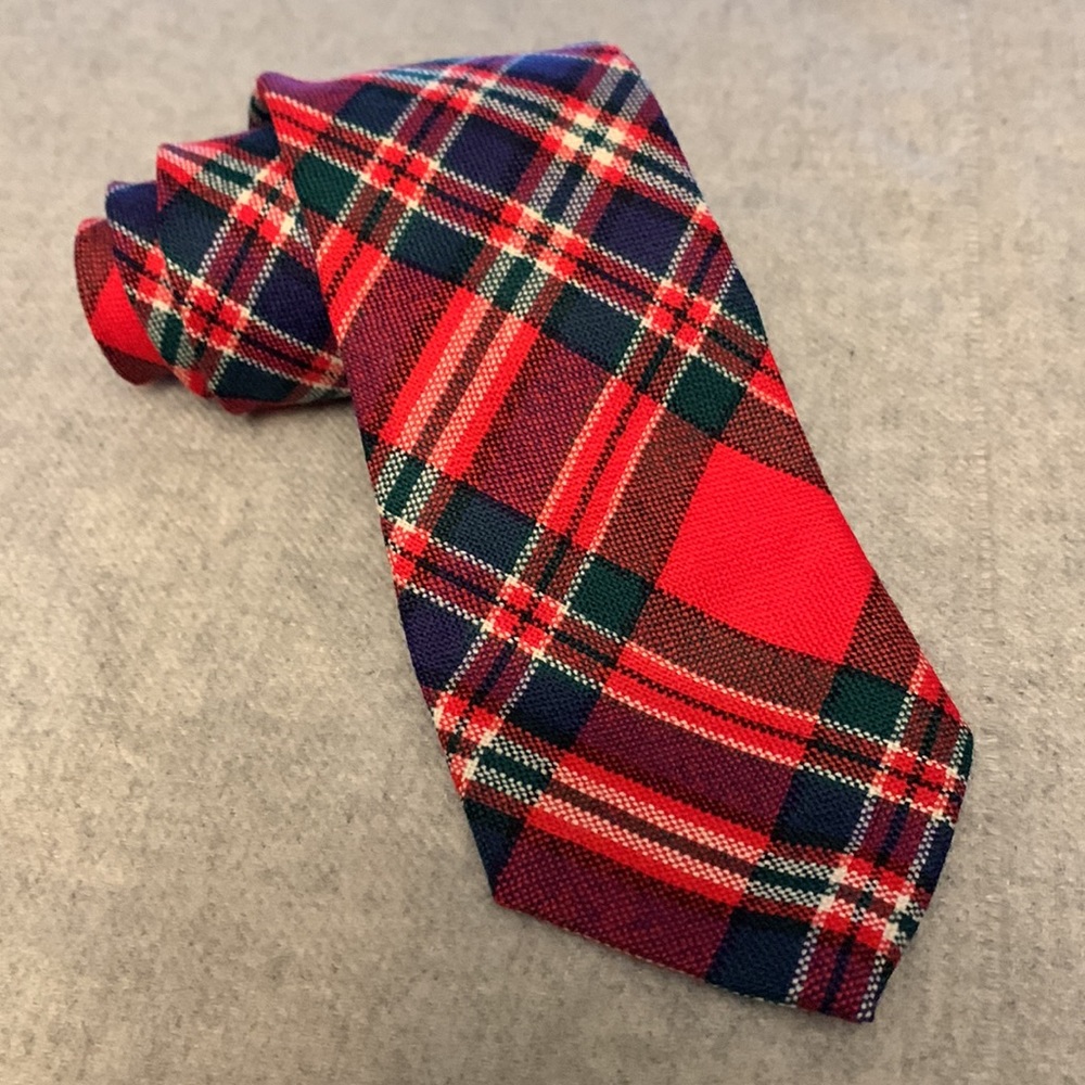 MACFARLANE 100% NEW WOOL MENS PLAID TIE